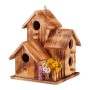Relaxdays Casetta per Uccelli, da Appendere, Balcone, Terrazza, Giardino, in Legno Bruciato, Nido, 34x20x19 cm, Naturale