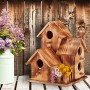 Relaxdays Casetta per Uccelli, da Appendere, Balcone, Terrazza, Giardino, in Legno Bruciato, Nido, 34x20x19 cm, Naturale
