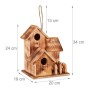 Relaxdays Casetta per Uccelli, da Appendere, Balcone, Terrazza, Giardino, in Legno Bruciato, Nido, 34x20x19 cm, Naturale