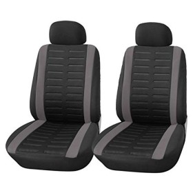 Upgrade4cars Coprisedili Auto Anteriore Universali Nero Grigio Set Copri-Sedile Universale per Guidatore e Passeggero con Airbag