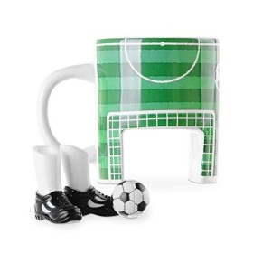  Tazza Campo da Calcio in Ceramica con Porta Mini Scarpe e Pallone 12 cm