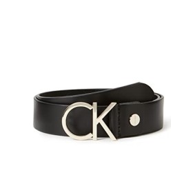 Calvin Klein CK Adj.Logo Belt 3.5cm Cintura, Nero (Black Leather & Light Gold Buckle 910), 3 (Taglia Produttore: 75) Donna