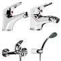 Tris Rubinetto Miscelatore Lavabo Bagno + Bidet + Miscelatore Esterno Vasca Con Deviatore M Cromato