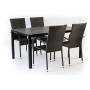 AVANTI TRENDSTORE - Piave - Set da Giardino Composto da 1 Tavolo Nero in Metallo e polywood, con 4 sedie impilabili in ecorattan