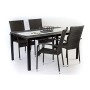 AVANTI TRENDSTORE - Piave - Set da Giardino Composto da 1 Tavolo Nero in Metallo e polywood, con 4 sedie impilabili in ecorattan