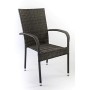 AVANTI TRENDSTORE - Piave - Set da Giardino Composto da 1 Tavolo Nero in Metallo e polywood, con 4 sedie impilabili in ecorattan