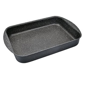 Moneta Etnea Lasagnera, Alluminio Antiaderente Effetto Pietra, Nero, 31 x 23 cm, 31x23 cm