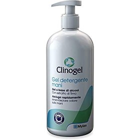 Clinogel Gel Mani Igienizzante con Estratti di Timo e Glicerina Naturale, Uso senza Acqua, Formato da 500 ml
