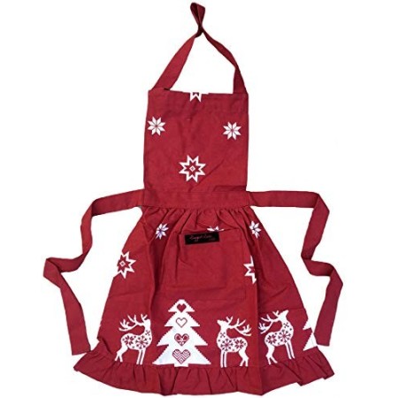 Ragged Rose Betsy Childs Frilly - Grembiule natalizio in cotone, per bambini dai 3 ai 7 anni