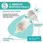 Chicco PERFECT 5 Biberon Anticolica 240 ml, Biberon Flusso Medio 2 Mesi+ con Tettarella in Morbido Silicone, Biberon Biofunziona