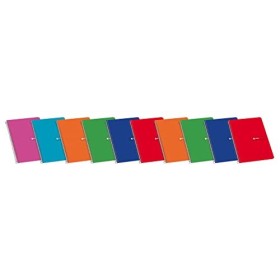 Enri 100430102 Set di 10 quaderni con rilegatura a spirale semplice, quadretti, copertina morbida, colori assortiti