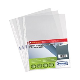 Favorit 100460120 - Buste a Foratura Universale 50 Buste, 22 x 30 cm, Trasparente