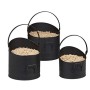 Relaxdays Set 3 Ceste Porta Pellet in Acciaio Nero 21 25 30 cm