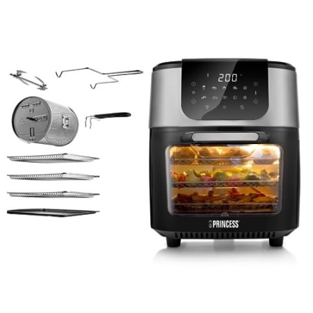 Princess 182075 Forno, 1800 W, 11 Litri, Acciaio Inossidabile, Friggitrice ad Aria Deluxe