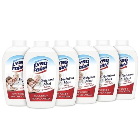 Lysoform Ricarica Sapone Igienizzante Mani Delicatezza Confezione risparmio 6 pezzi da 250ML