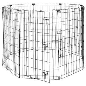 Amazon Basics - Recinzione in metallo per cani, pieghevole, per l’esercizio, 152,4 x 152,4 x 106,6 cm