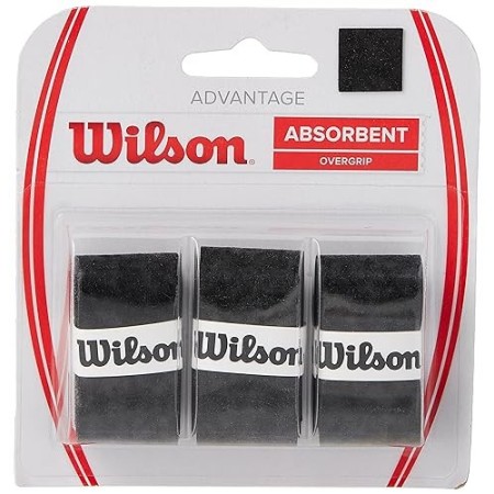 Wilson Grip WRZ4033BK Impugnatura Advantage Overgrip, Unisex, Nero, 3 Unità