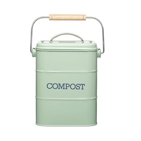 KitchenCraft Living Nostalgia-Contenitore per compost da cucina in metallo, acciaio, verde