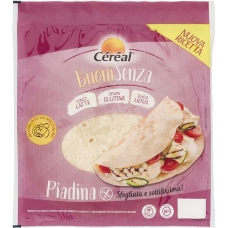 Céréal Buonisenza Piadina - senza Latte - senza Glutine - senza Uova - 200 Gr