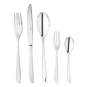 Sambonet Leaf 52163-N2 - Set di Posate da Tavola monoblocco in acciaio inox 18/10, per 12 persone, 60 pezzi: 12 forchette, 12 cu