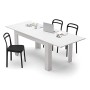 Mobili Fiver, Tavolo allungabile Cucina, Easy, Frassino Bianco, 140 x 90 x 77 cm, Nobilitato, Made in Italy, Disponibile in Vari