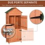 Outsunny Box Casetta Ripostiglio Porta Attrezzi da Giardino in Legno con Doppia Porta 89 x 50 x 190cm