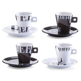Zeller 26540 Set Tazzine da caffè Coffee Style, Porcellana, Multicolore, 0.1x6x6.3 cm, 8 unità