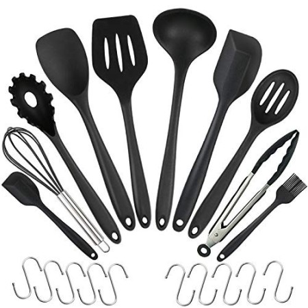 WisFox Utensili da Cucina in Silicone da 10 Pezzi, Utensili da Cucina in Silicone Resistenti al Calore, Utensili da Cucina antia