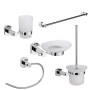 OGOMONDO Set Accessori da Bagno 5 Pezzi Cromo Vetro Satinato