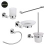 OGOMONDO Set Accessori da Bagno 5 Pezzi Cromo Vetro Satinato