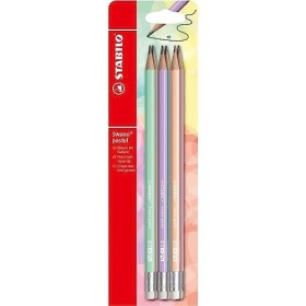 Matita con Gommino - STABILO Swano pastel - Gradazione HB - Pack da 6 - Giallo Banana/Carta da zucchero/Verde Menta/Glicine/Rosa
