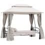 Outsunny Mini Gazebo con Divano Letto a Dondolo Zanzariera Doppio Tetto Cuscini Imbottiti da Giardino Acciaio 256 x 172 x 248 cm