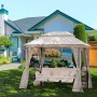 Outsunny Mini Gazebo con Divano Letto a Dondolo Zanzariera Doppio Tetto Cuscini Imbottiti da Giardino Acciaio 256 x 172 x 248 cm