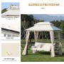 Outsunny Mini Gazebo con Divano Letto a Dondolo Zanzariera Doppio Tetto Cuscini Imbottiti da Giardino Acciaio 256 x 172 x 248 cm