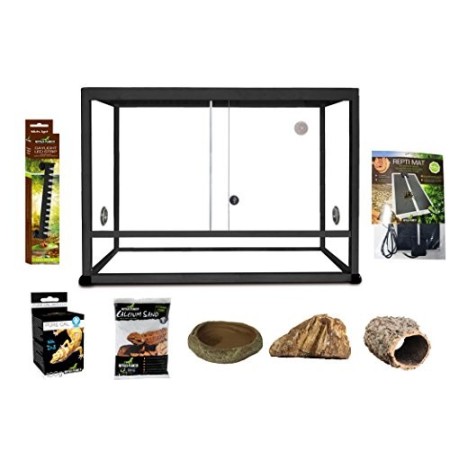 Rettili Planet Kit Terrario in Alluminio per Rettili Colore Nero 45 x 30 x h 30 cm