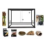 Rettili Planet Kit Terrario in Alluminio per Rettili Colore Nero 45 x 30 x h 30 cm