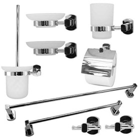OGOMONDO Set 9 Pezzi Accessori da Bagno Gold Acciaio Cromato