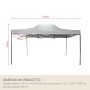 Rebecca Mobili Gazebo Richiudibile Bianco Metallo Poliestere con Custodia Campeggio Fiere Feste 3,1 x 4,5 x 3 mt (cod. RE6307)