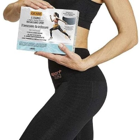 Guam - Leggings MASSAGGIANTE Sport Colore Nero con ALGHE Marine (S/M (42-44))