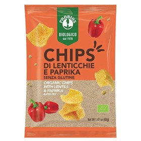 Probios Chips di Lenticchie e Paprika Bio - Senza Glutine - Confezione da 12 x 40 g