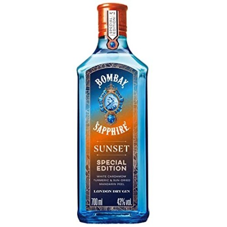 Bombay Sapphire Sunset Gin, Special Edition, Infuso con Botaniche di Cardamomo, Curcuma, Mandarino, 70 cl