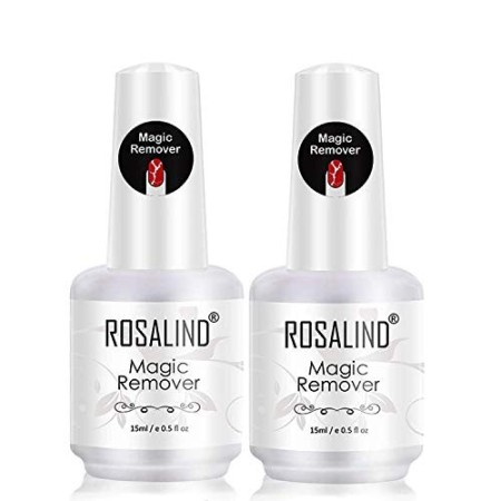 ROSALIND Magic Remover 2 pz 15ml Solvente per Smalto Semi Permanente, Gel UV Nail Polish Cleaner