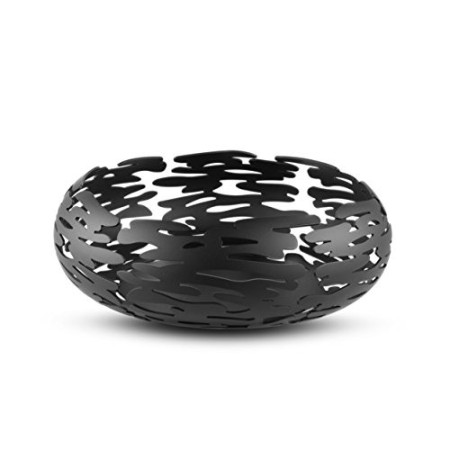 Alessi BM02 B Barknest Cestino Rotondo in Acciaio Colorato con Resina Epossidica, Nero