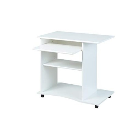 Inter Link Scrivania Porta PC con Ruote Truciolare, 80 x 50 x 75 cm, Bianco