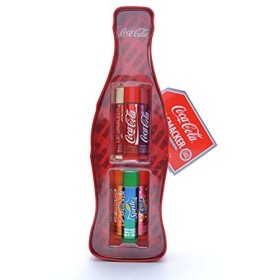 Lip Smacker, Set di 6 lucidalabbra aromatizzati in confezione di latta a forma di bottiglia di Coca Cola