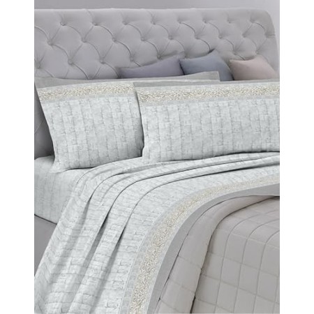 GEMITEX Completo Letto Primaverile MATRIMONIALE GRIGIO in 100% FRESCO COTONE Made in Italy, MORBIDO e TRASPIRANTE, Linea Cotone 