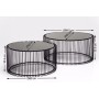 Kare Design - Tavolino da Caffè Wire, Nero/Vetro Marmo (2/Set)