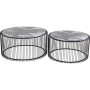 Kare Design - Tavolino da Caffè Wire, Nero/Vetro Marmo (2/Set)