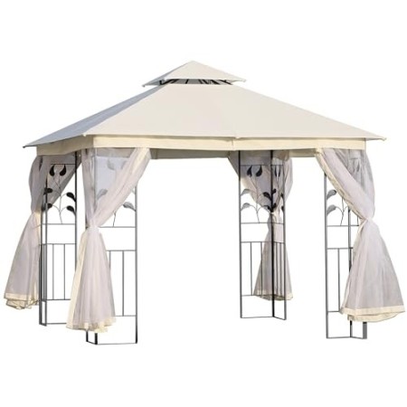 Outsunny Gazebo da Giardino con Zanzariera Bianco 3x3x2,65 metri