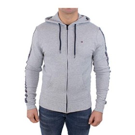 Tommy Hilfiger Logo Tape HD Felpa con Cappuccio, Grigio (Grey Heather 004), Small Uomo